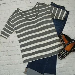 Apt. 9 Gray Striped Tee